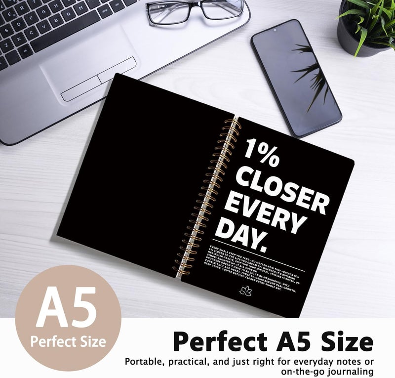 WLIANG LIANHW Motivational Notebook Journal for Work & Note Taking, Inspirational Notebook Journal, Inspirational Gifts for Women, Positive Affirmation Journal, Black Hardcover Spiral Notebook(5.5"x8.3") - Image 2